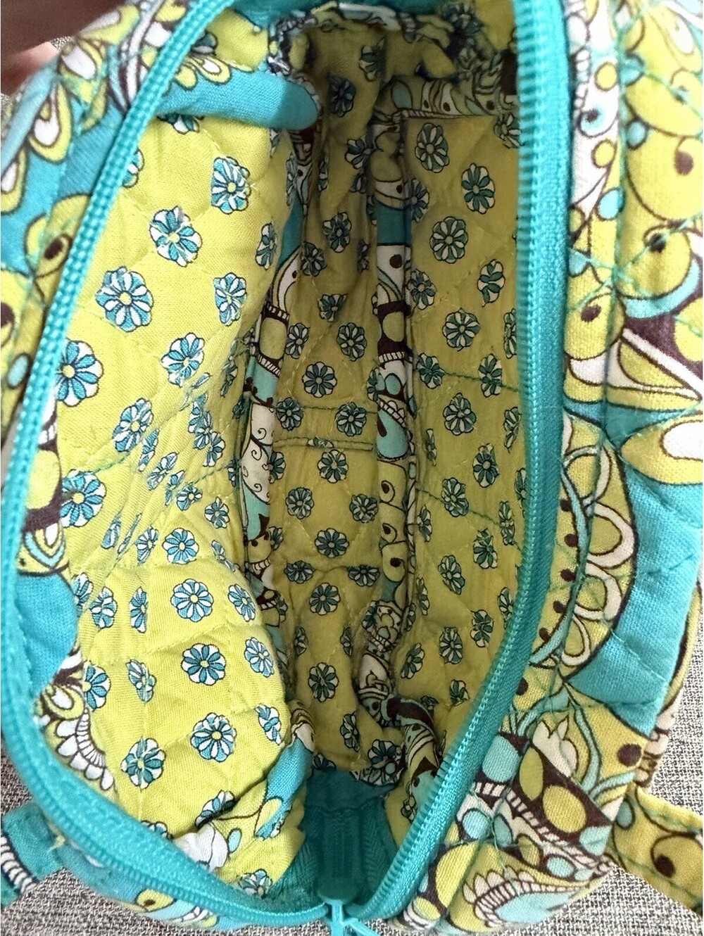 Vera Bradley Small Handbag In Peacock Paisley 8x4x2 Double Handle Zip Top - Picture 7 of 10